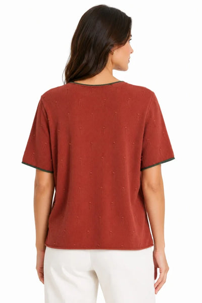 JJ Sisters - Textured Knit Top - Rust