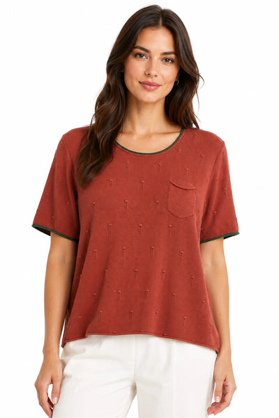 JJ Sisters - Textured Knit Top - Rust