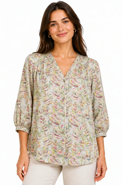 JJ Sisters - Watercolour Leaf Shirt