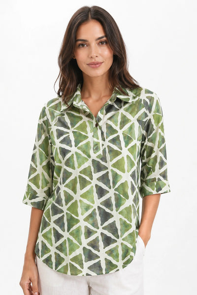 JJ Sisters - Willow Top - Geometric Green