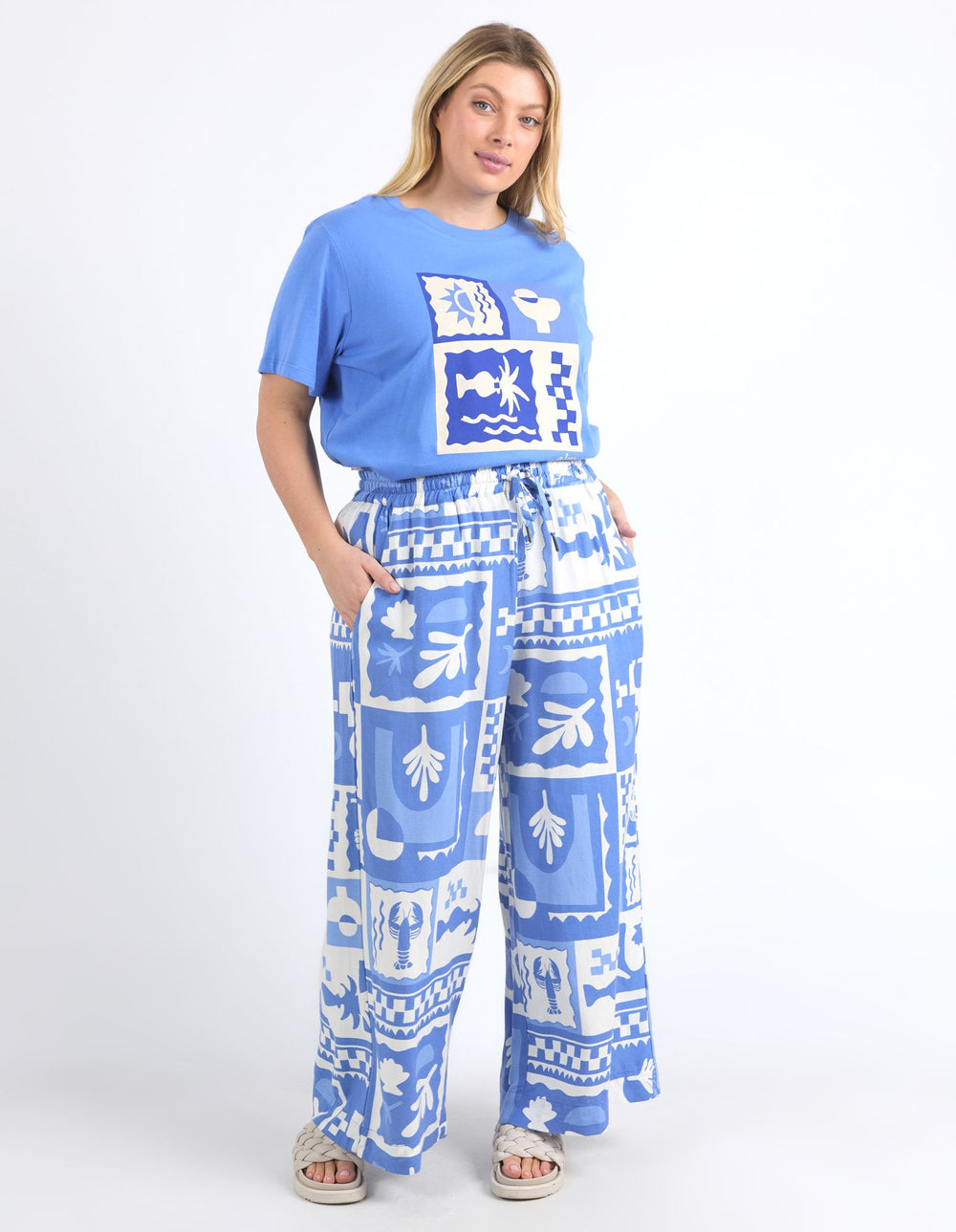 Elm - Holiday sun Pant - Cerulean Holiday Print