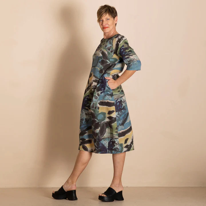 Megan Salmon Linen Romance Dress - Park Life - M8022