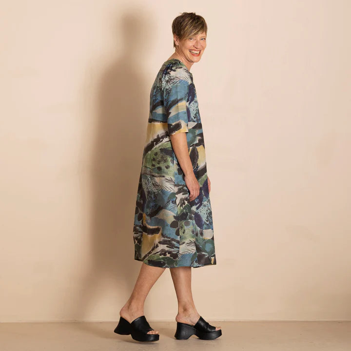 Megan Salmon Linen Romance Dress - Park Life - M8022
