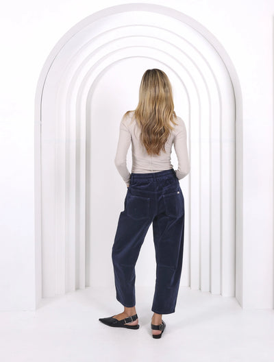 Monaco - Leo Barrel Cord Jeans - Smoke Navy