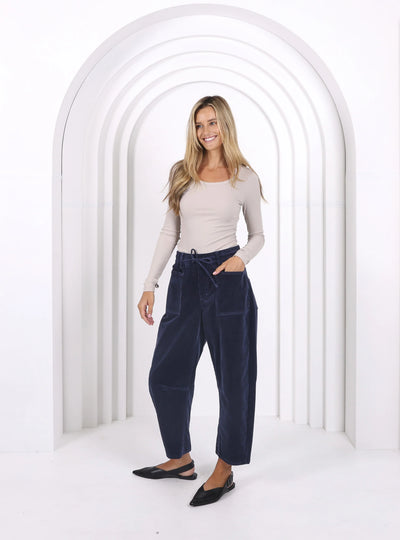 Monaco - Leo Barrel Cord Jeans - Smoke Navy
