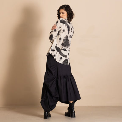 Megan Salmon - Peacocks Liberty Shirt - Black - MSW26-M6711