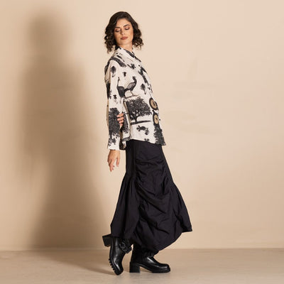 Megan Salmon - Peacocks Liberty Shirt - Black - MSW26-M6711