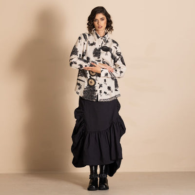 Megan Salmon - Peacocks Liberty Shirt - Black - MSW26-M6711