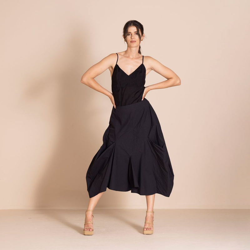 Megan Salmon - Pima Origami Skirt - Black - M7605