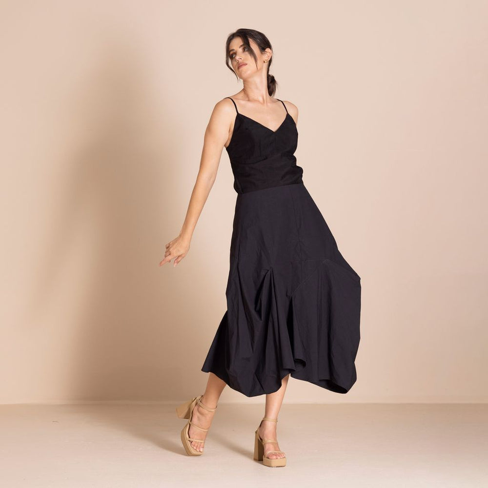 Megan Salmon - Pima Origami Skirt - Black - M7605