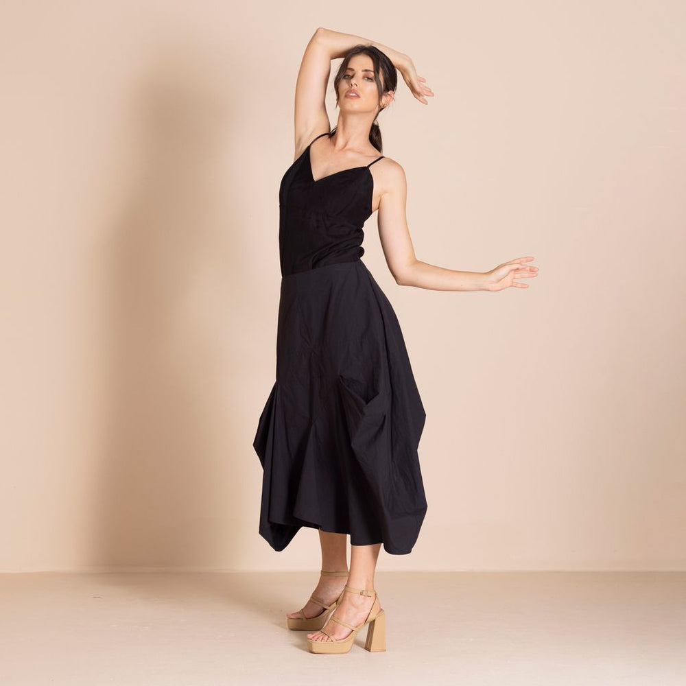 Megan Salmon - Pima Origami Skirt - Black - M7605