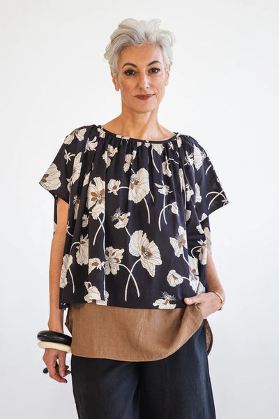 Eva's Sunday - Poppy Top - Fragile Bloom Liberty - EST391