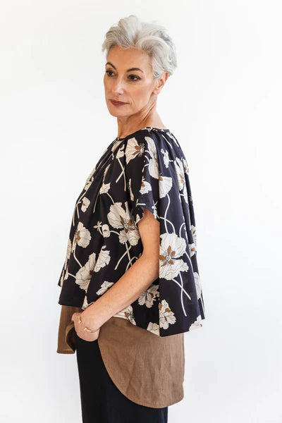 Eva's Sunday - Poppy Top - Fragile Bloom Liberty - EST391
