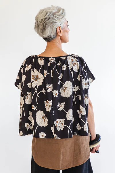 Eva's Sunday - Poppy Top - Fragile Bloom Liberty - EST391