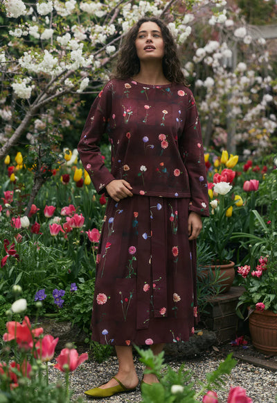 Nancybird - Porcelain Tie Skirt - Bloom Tile - W26-A23BT