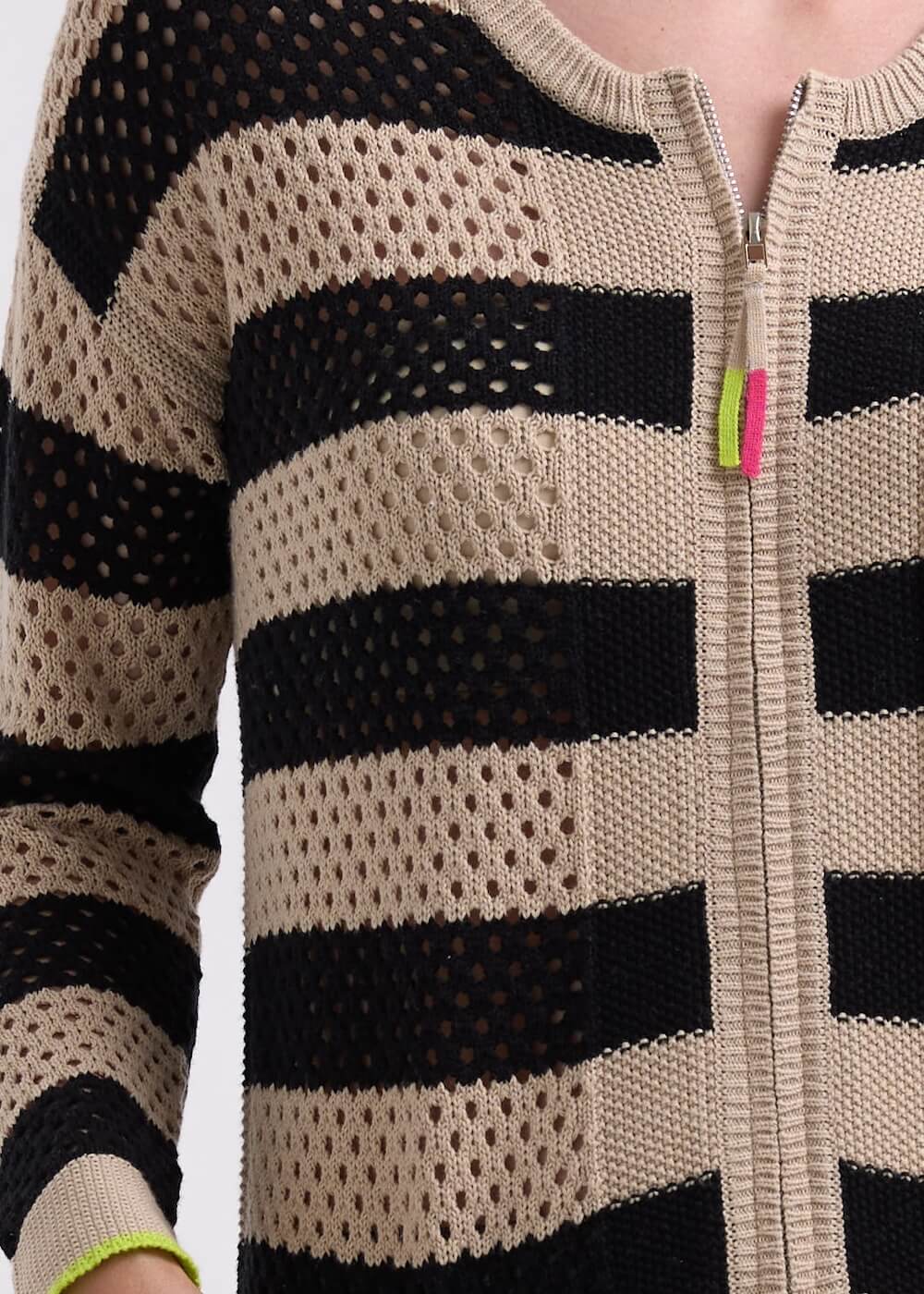 Zaket & Plover - Pointelle Zip Cardi - ZP7718 Latte