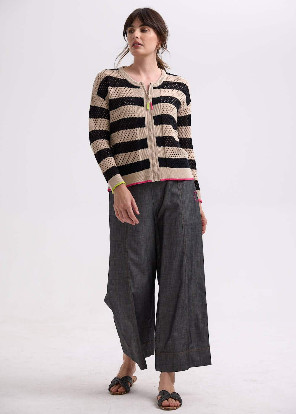 Zaket & Plover - Pointelle Zip Cardi - ZP7718 Latte