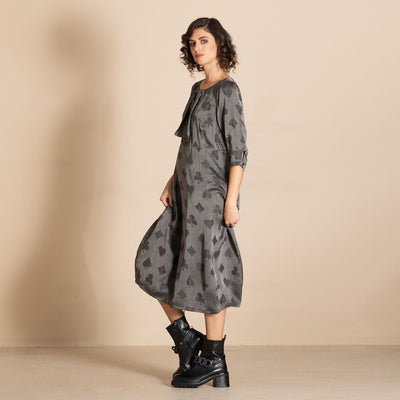 Megan Salmon - Queen of Hearts Paradise Dress - Charcoal - MSW26-M8712