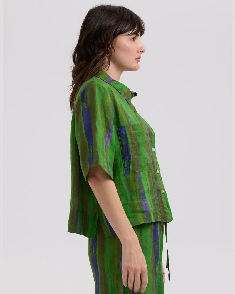 LD&Co - Painted Linen Shirt -  Chartreuse - (LC7786)
