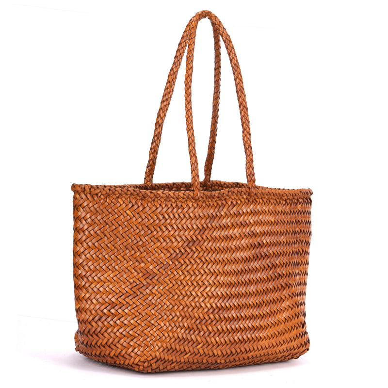 Rugged Hide - Amalfi Large Woven Shopper - Cognac - RH-2515