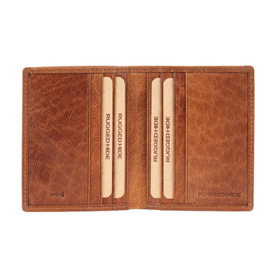 Rugged Hide - Koru Mens Bi Fold Wallet - Brandy