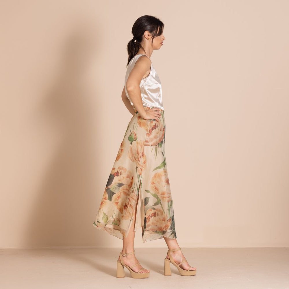 Megan Salmon - Roses Maxi Skirt - M7612