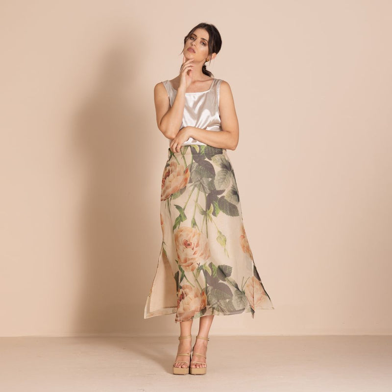 Megan Salmon - Roses Maxi Skirt - M7612