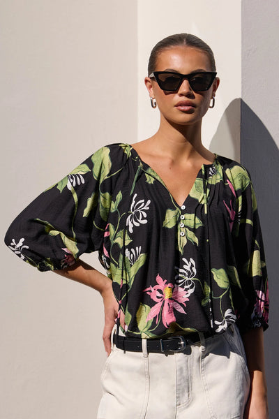 Among The Brave - Refine Top - Black Floral
