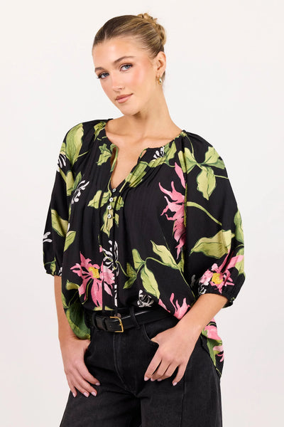 Among The Brave - Refine Top - Black Floral