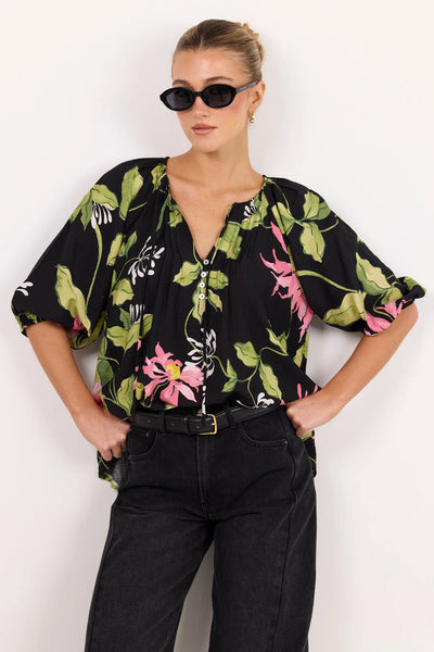 Among The Brave - Refine Top - Black Floral
