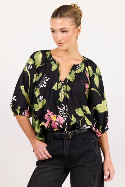 Among The Brave - Refine Top - Black Floral