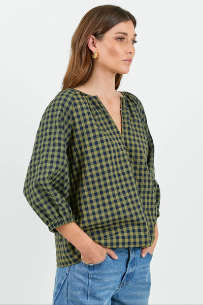 RE:UNION Label - Revolutionary Relaxed Top - Khaki/Ink Gingham