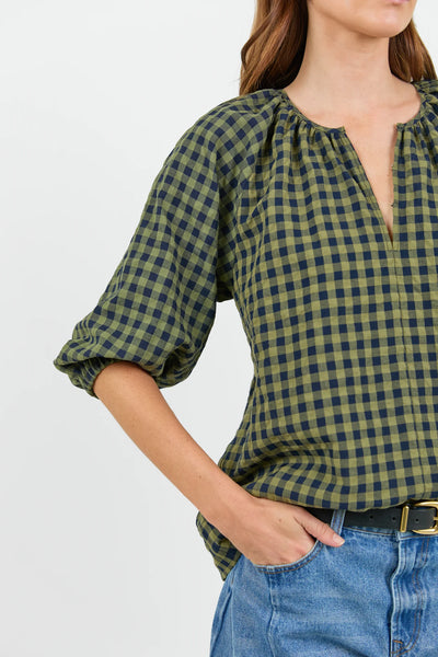 RE:UNION Label - Revolutionary Relaxed Top - Khaki/Ink Gingham