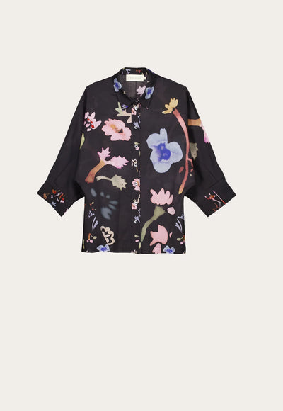 Nancybird - Alba Shirt - Watercolour Chacoal - S26 - A35CH