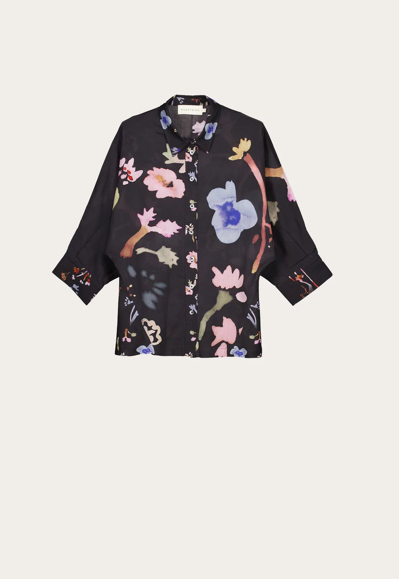 Nancybird - Alba Shirt - Watercolour Chacoal - S26 - A35CH