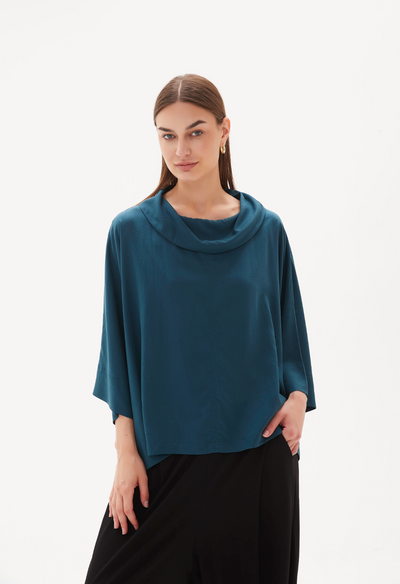 TIRELLI - Funnel Neck Top - Soft Teal