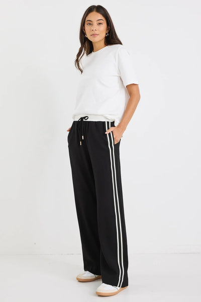 Stories to be Told - Ambient Contrast Waist Wide Leg Pants - Black