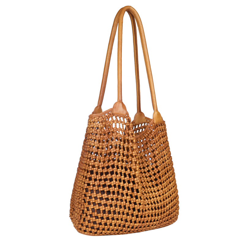 Rugged Hide - Tamarama Woven Shopper - Tan - RH-2570-TAN
