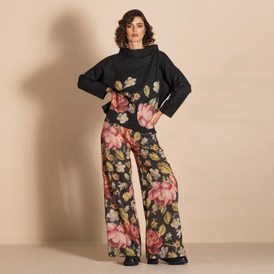 Megan Salmon - Tapestry Box Jumper - Charcoal - MSW26-M6746