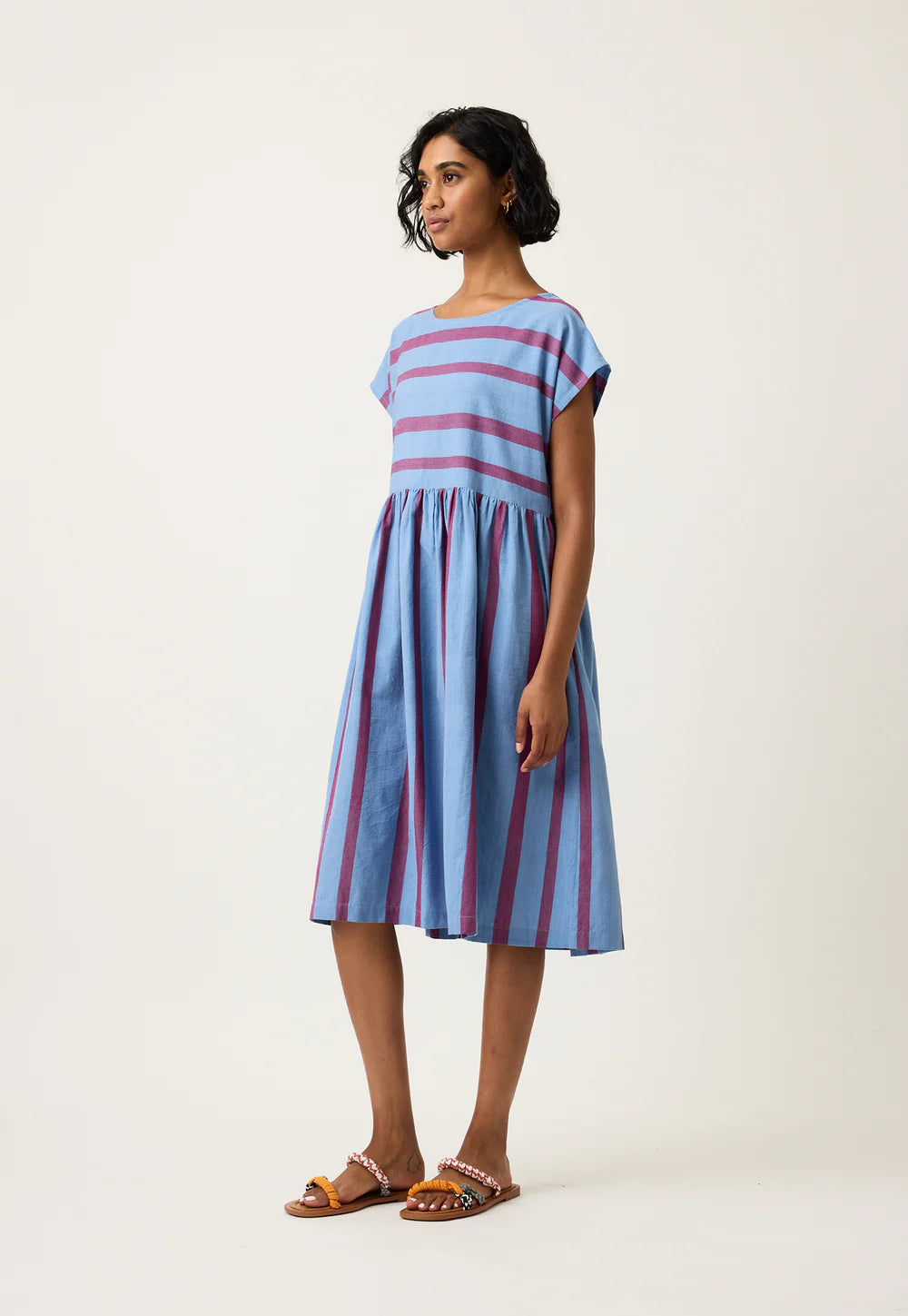 Nancybird - Tathra Woven Dress - Raspberry Stripe - S26-A34RS