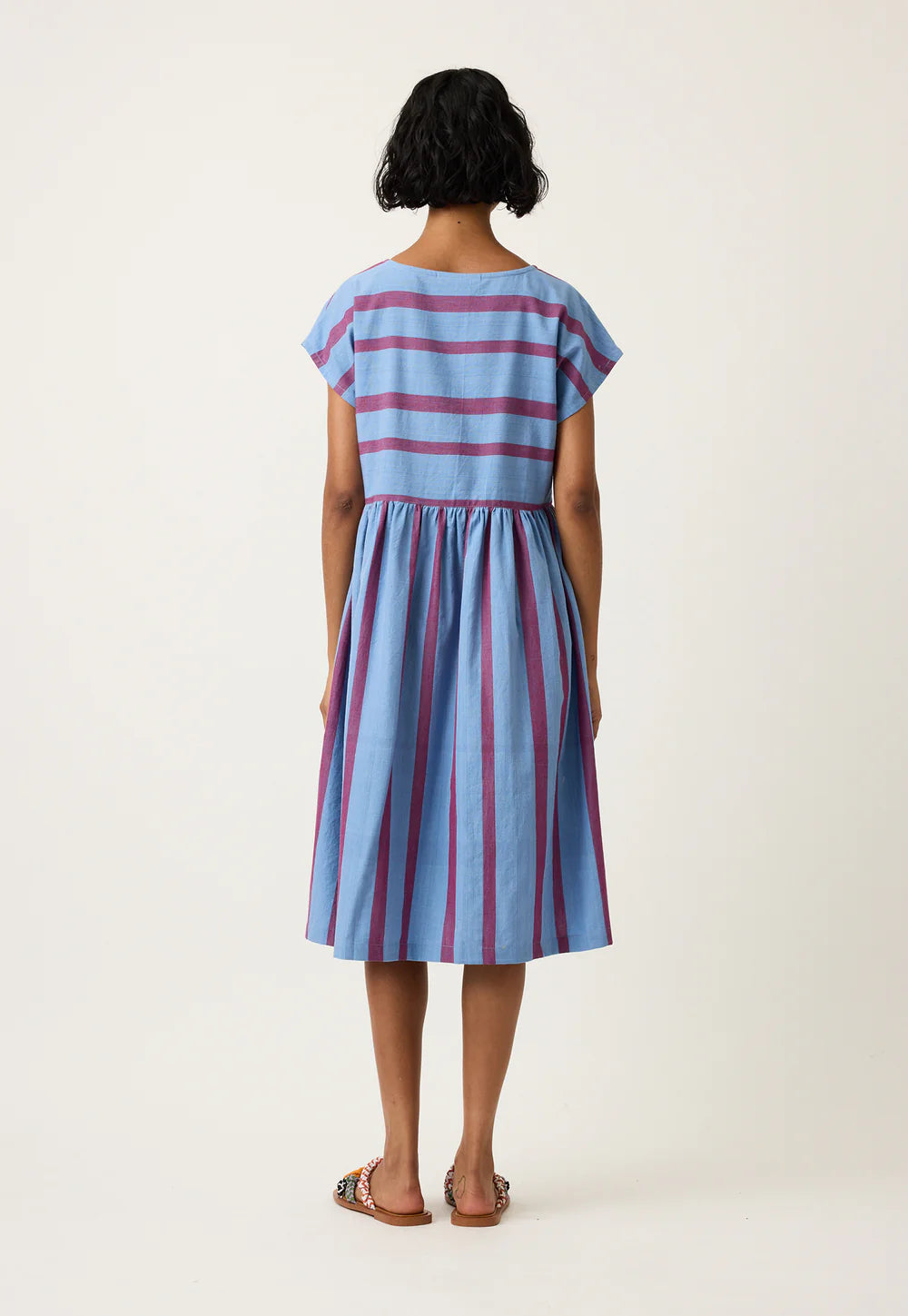 Nancybird - Tathra Woven Dress - Raspberry Stripe - S26-A34RS