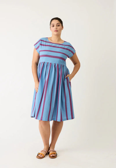 Nancybird - Tathra Woven Dress - Raspberry Stripe - S26-A34RS