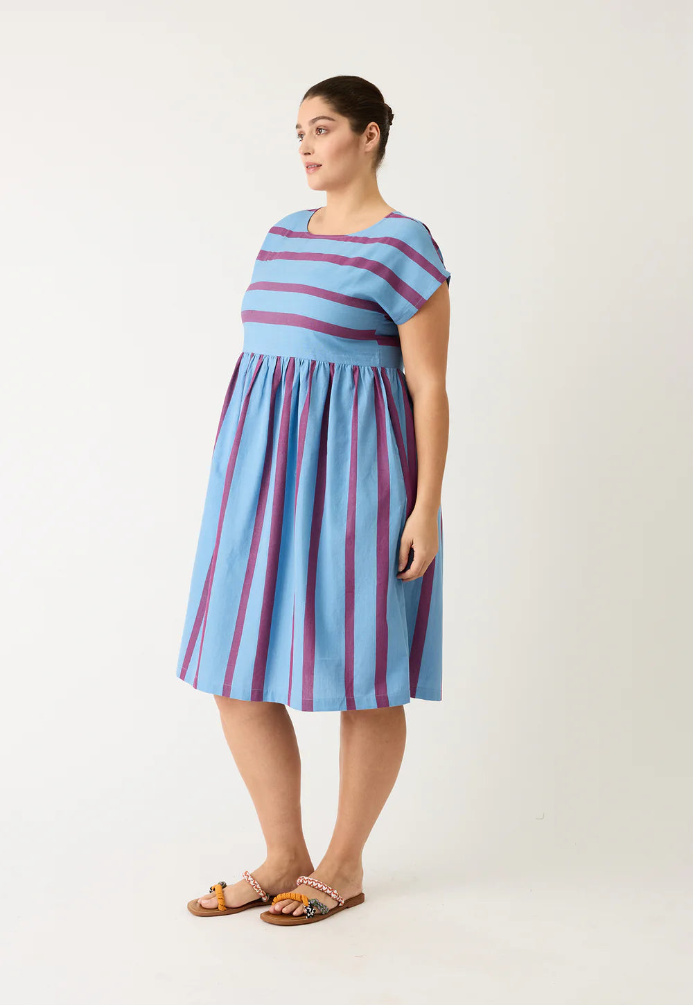 Nancybird - Tathra Woven Dress - Raspberry Stripe - S26-A34RS