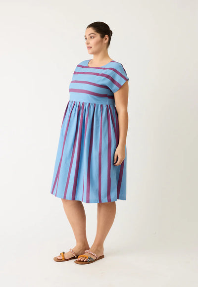 Nancybird - Tathra Woven Dress - Raspberry Stripe - S26-A34RS