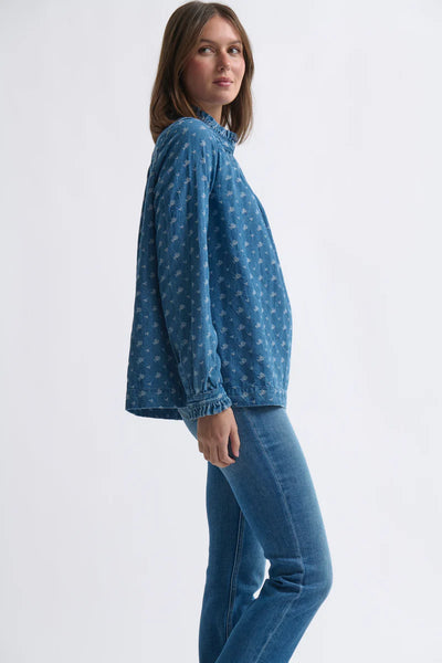 Kireina - Tamara Shirt - Denim with Flower - KAU260024
