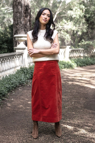 Humidity - Va Va Velour Skirt - Rust HW26123