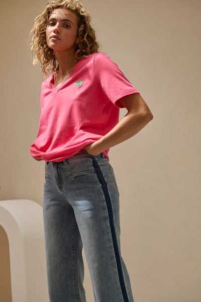 Kireina - Victoria Tee - Palm Tree - Pink - KSM250017