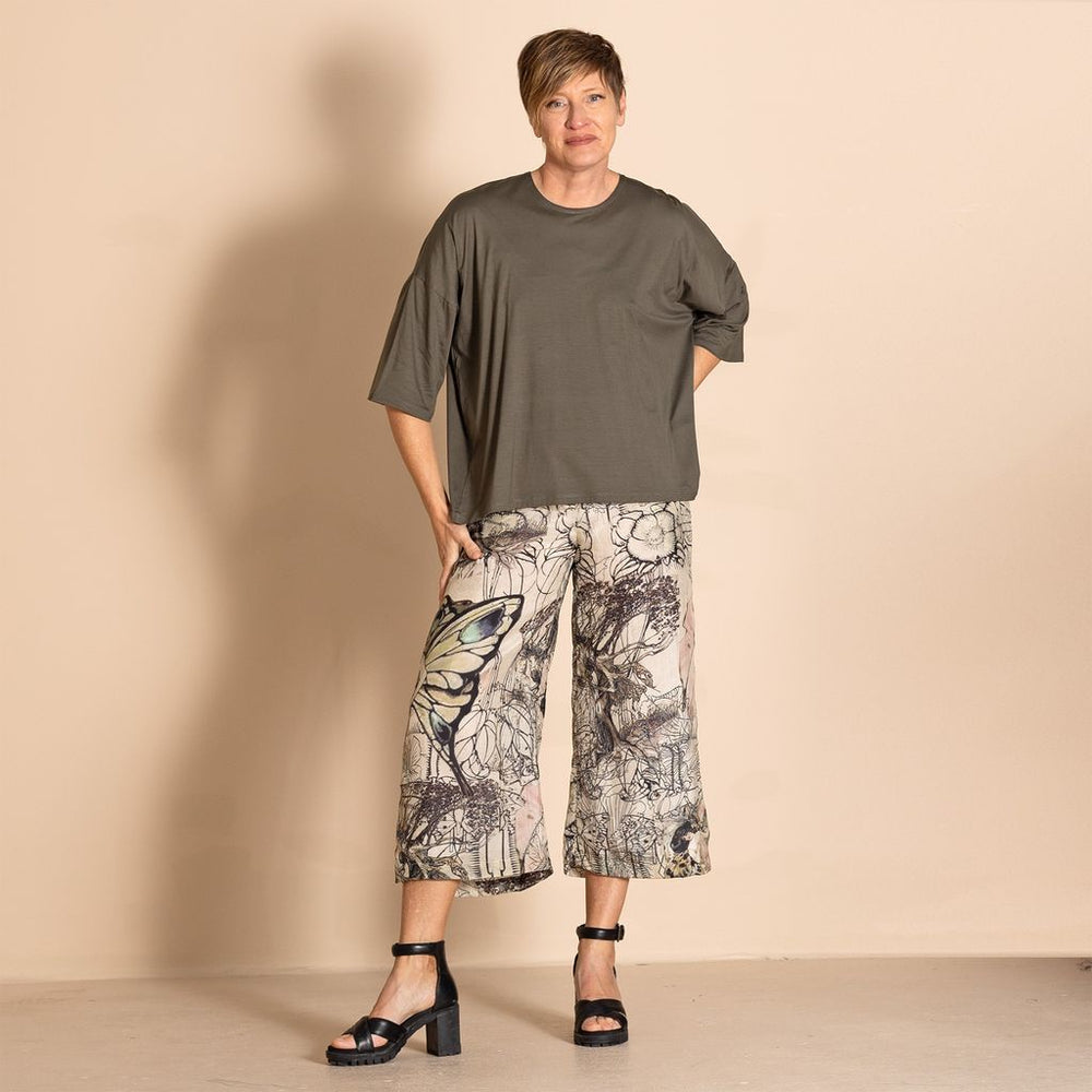 Megan Salmon - Viscose Lycra Box Tee - Khaki