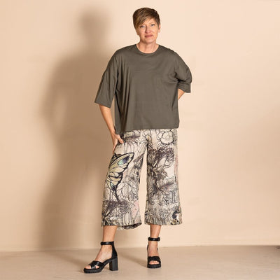 Megan Salmon - Viscose Lycra Box Tee - Khaki