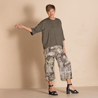 Megan Salmon - Viscose Lycra Box Tee - Khaki